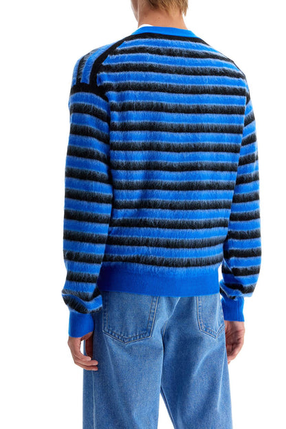 Striped Wool And Mohair Cardigan  - Blue