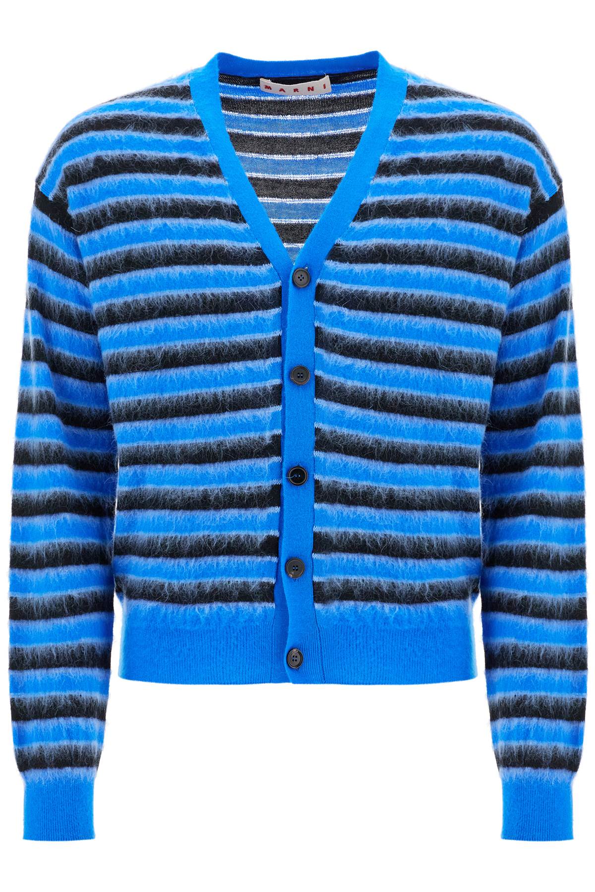 Striped Wool And Mohair Cardigan  - Blue