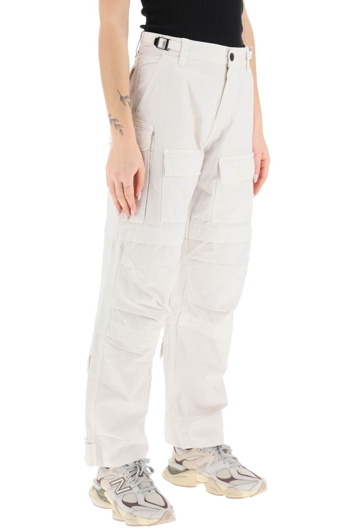 'julia' Ripstop Cotton Cargo Pants  - White