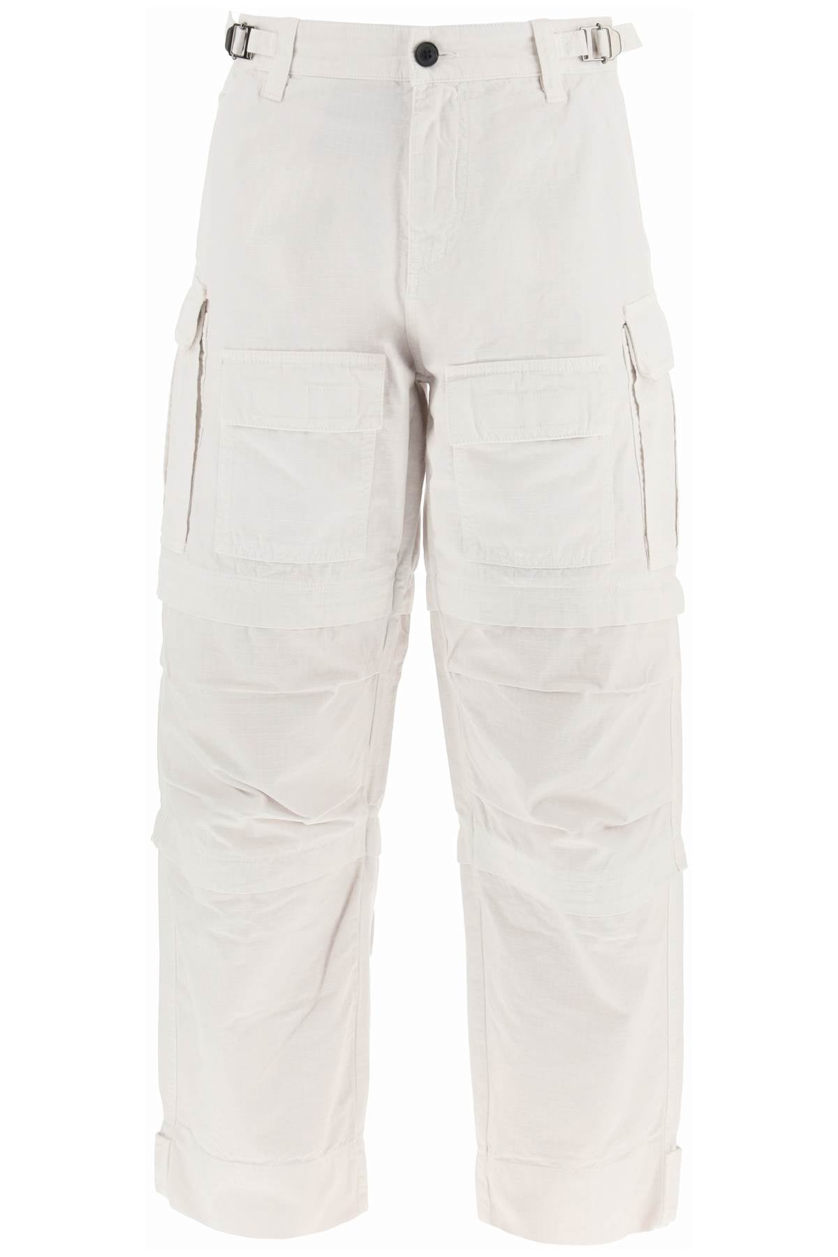 'julia' Ripstop Cotton Cargo Pants  - White