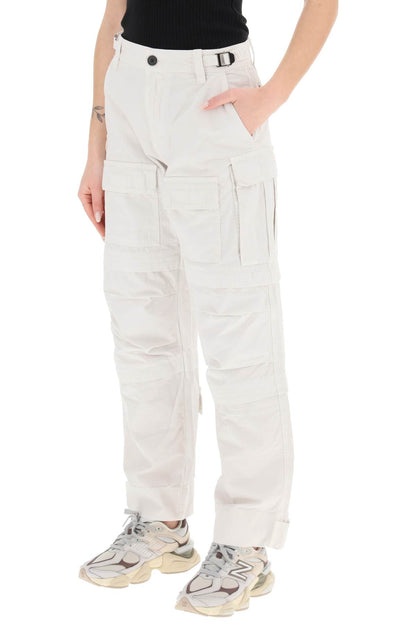 'julia' Ripstop Cotton Cargo Pants  - White