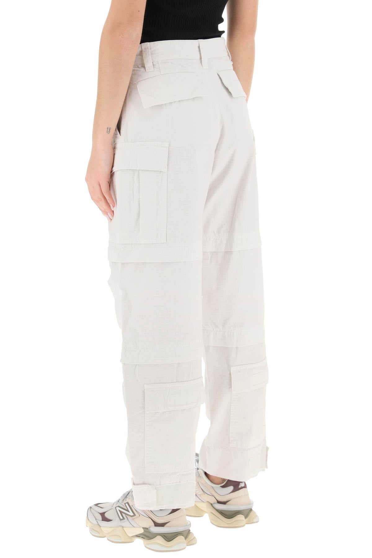 'julia' Ripstop Cotton Cargo Pants  - White