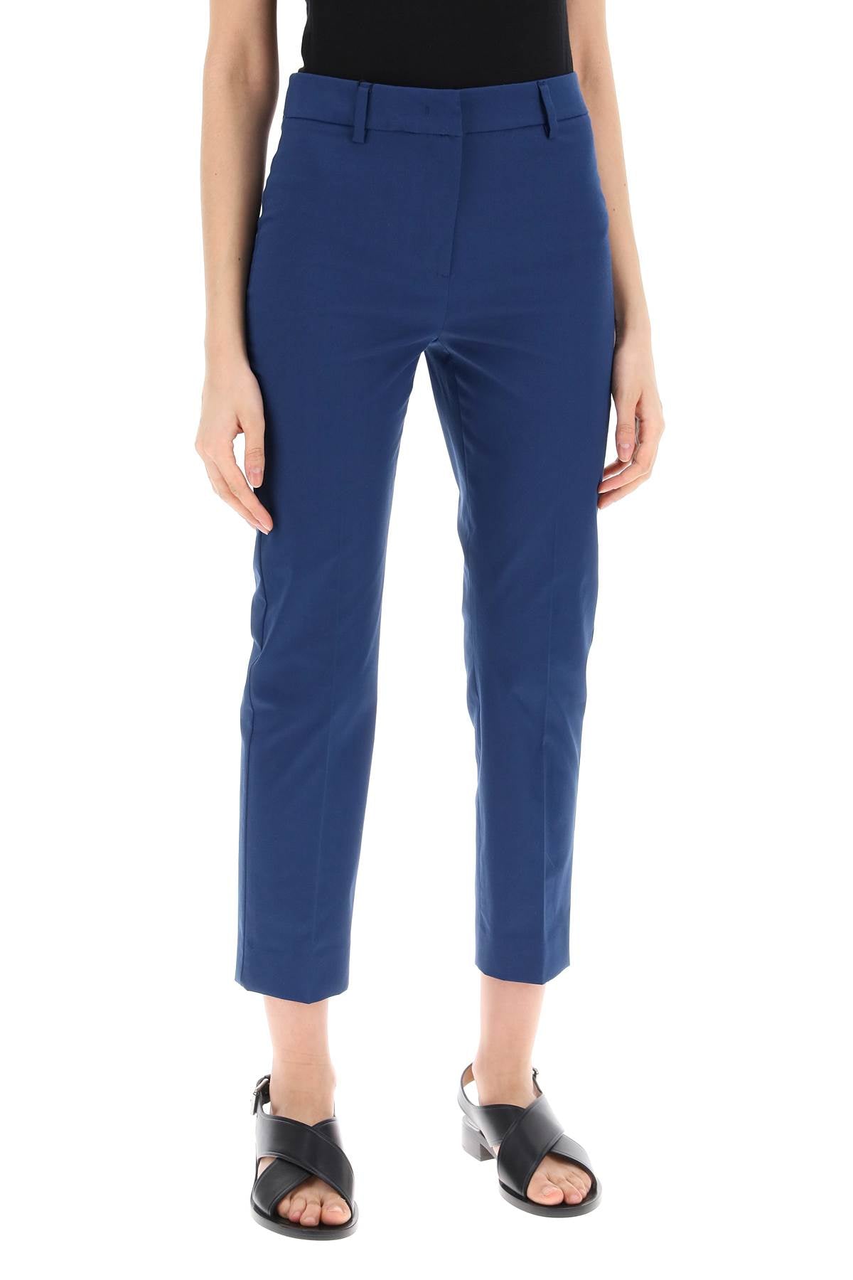 Cecco Cotton Stretch Cigarette Pants In 10  - Blue