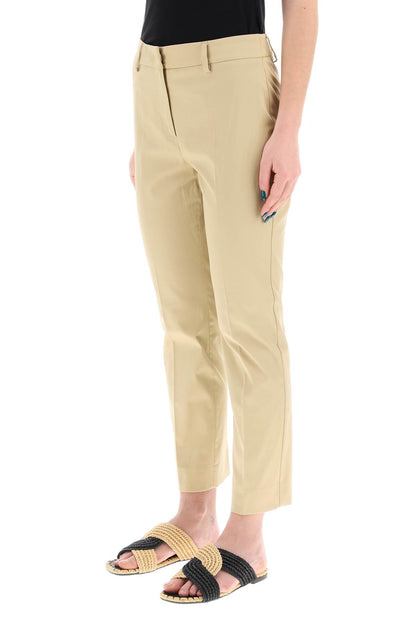 Cecco Cotton Stretch Cigarette Pants In 10  - Beige