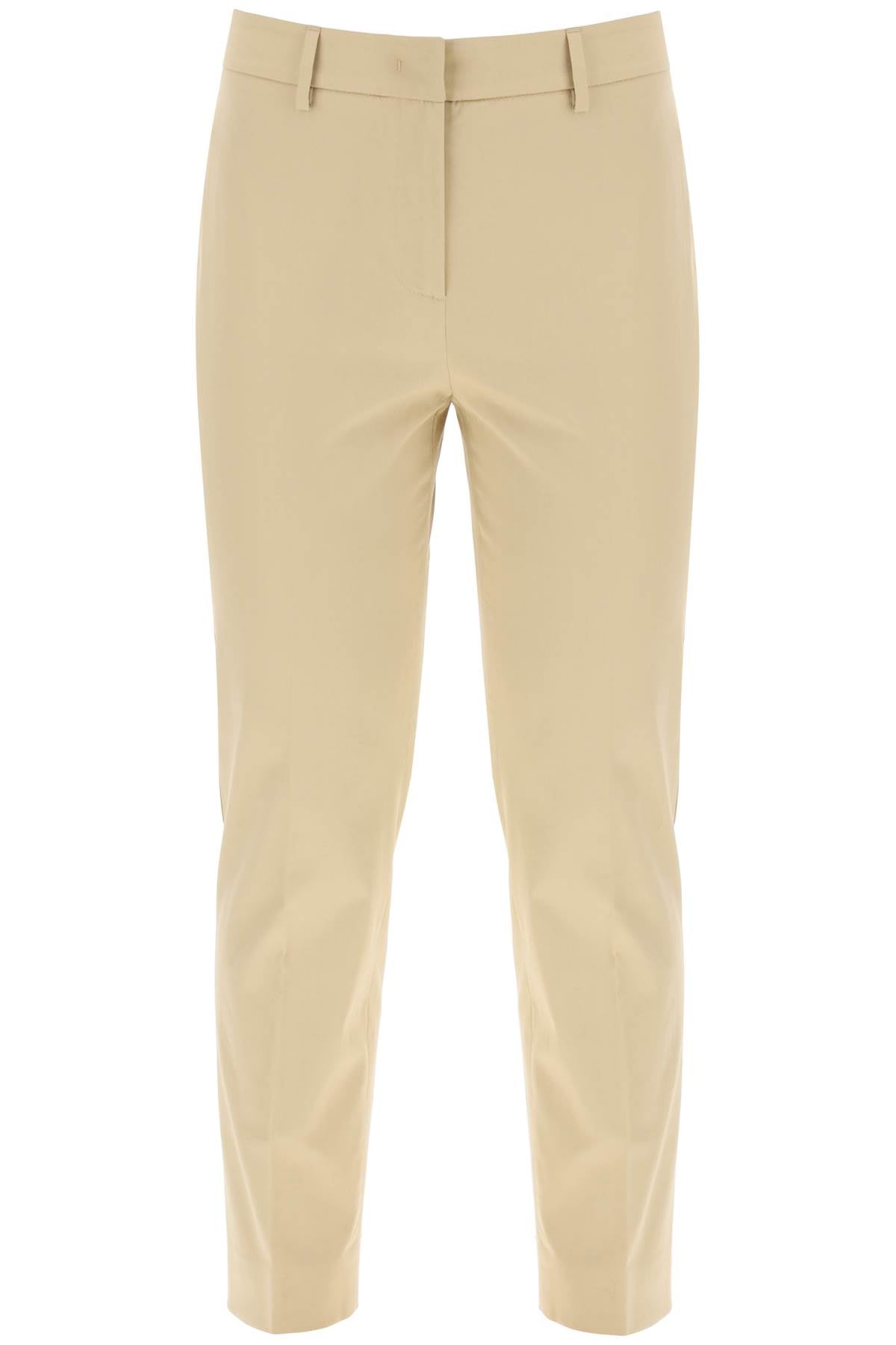 Cecco Cotton Stretch Cigarette Pants In 10  - Beige