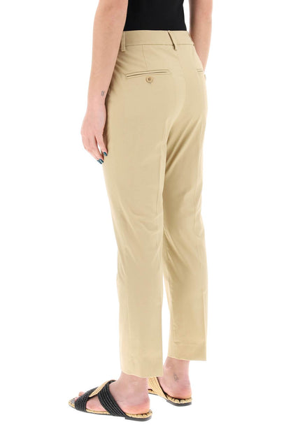 Cecco Cotton Stretch Cigarette Pants In 10  - Beige