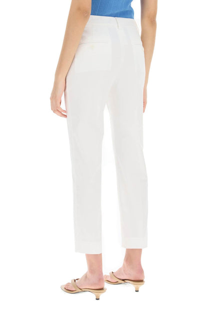 'cecco' Cropped Cigarette Cotton Pants  - White