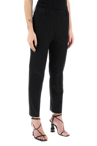 Cecco Cotton Stretch Cigarette Pants In 10  - Black