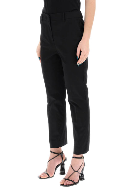 Cecco Cotton Stretch Cigarette Pants In 10  - Black