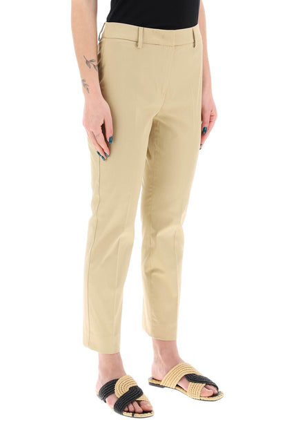 Cecco Cotton Stretch Cigarette Pants In 10  - Beige