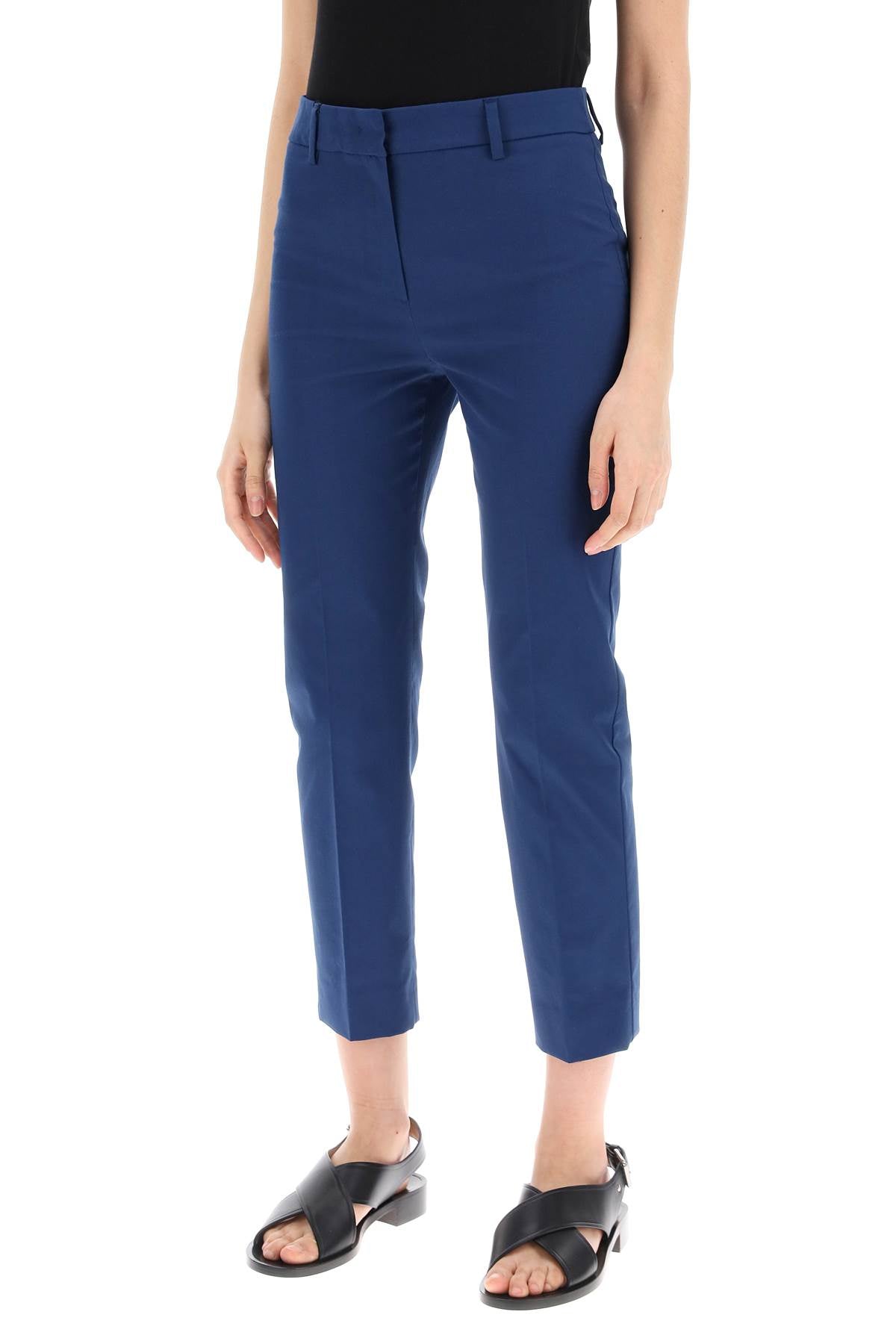 Cecco Cotton Stretch Cigarette Pants In 10  - Blue