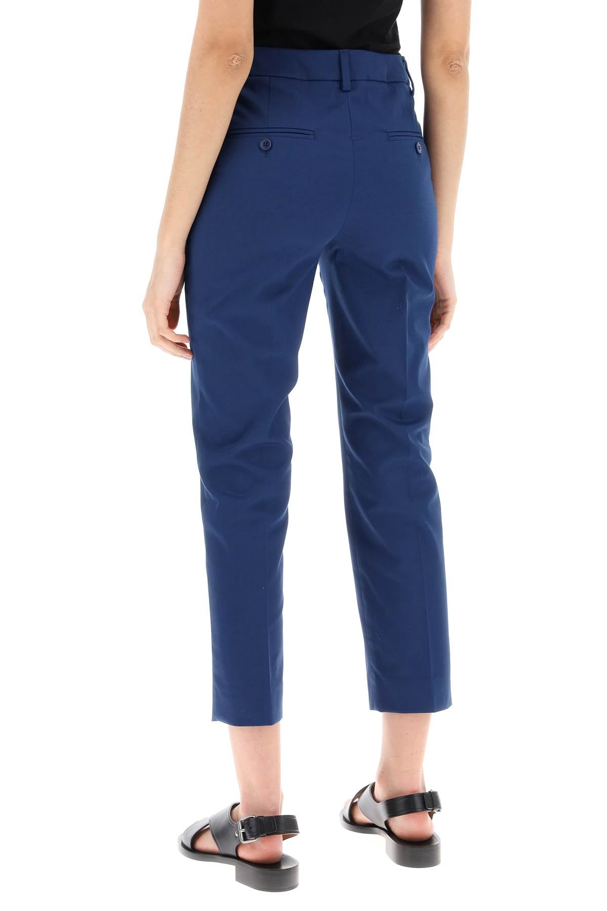 Cecco Cotton Stretch Cigarette Pants In 10  - Blue