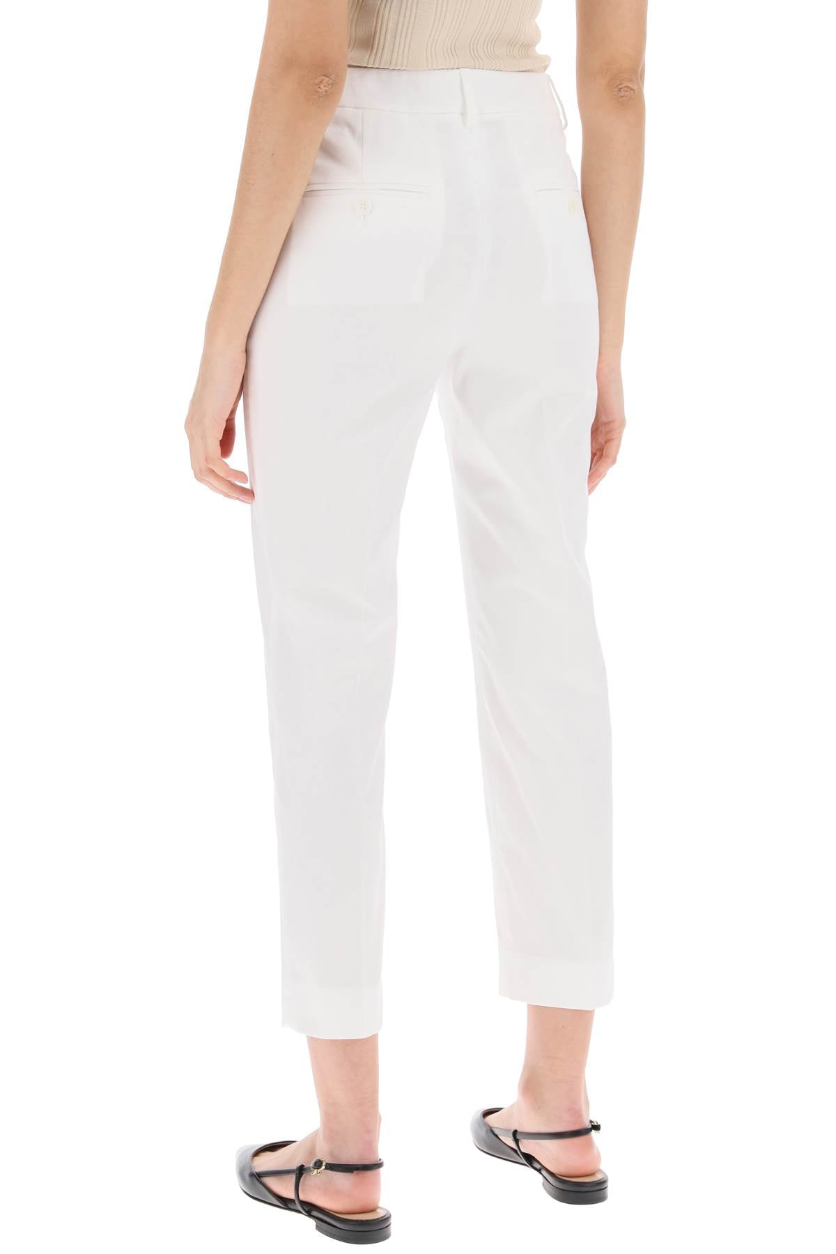 'cecil' Stretch Cotton Cigarette Pants  - White