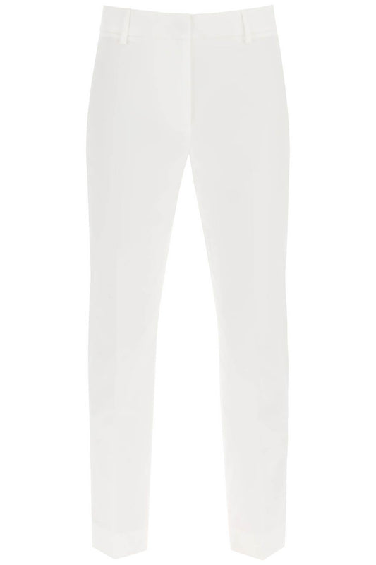 'cecco' Cropped Cigarette Cotton Pants  - White