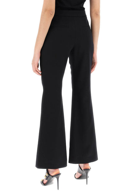 Flared Pants With Embossed Buttons  - Black