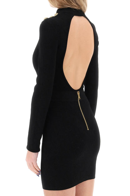 Knitted Bodysuit With Embossed Buttons  - Black