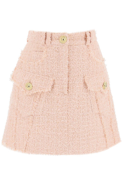 Mini Skirt In Tweed  - Pink