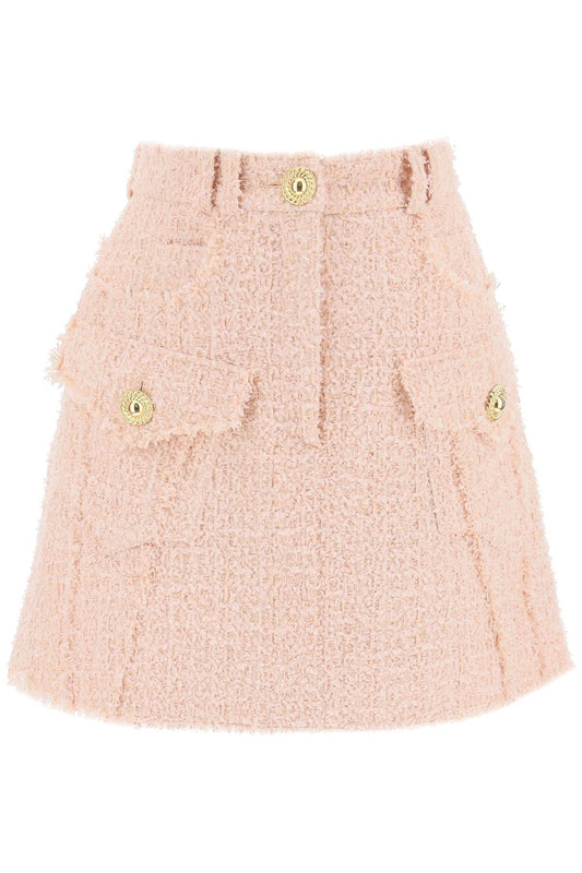 Mini Skirt In Tweed  - Pink