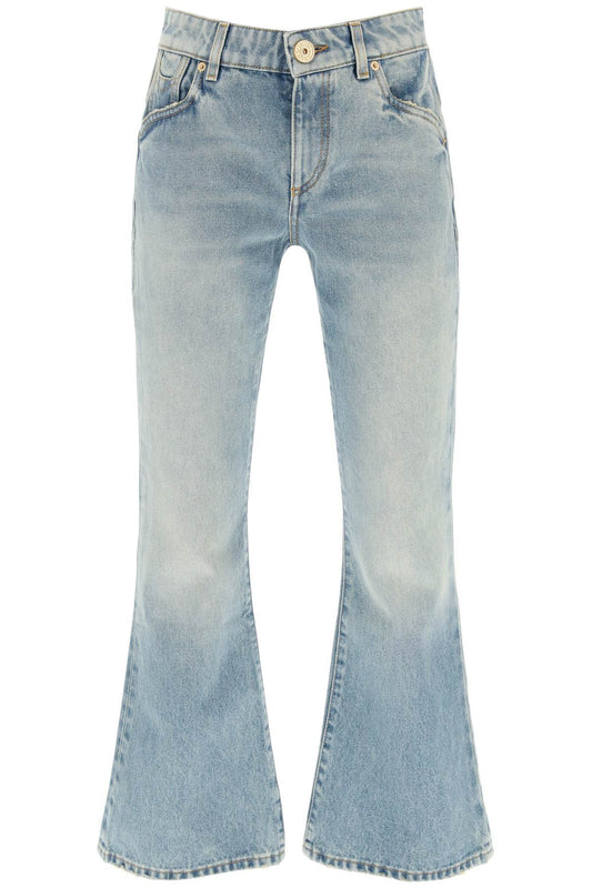 Western-style Crop Bootcut Jeans  - Light Blue