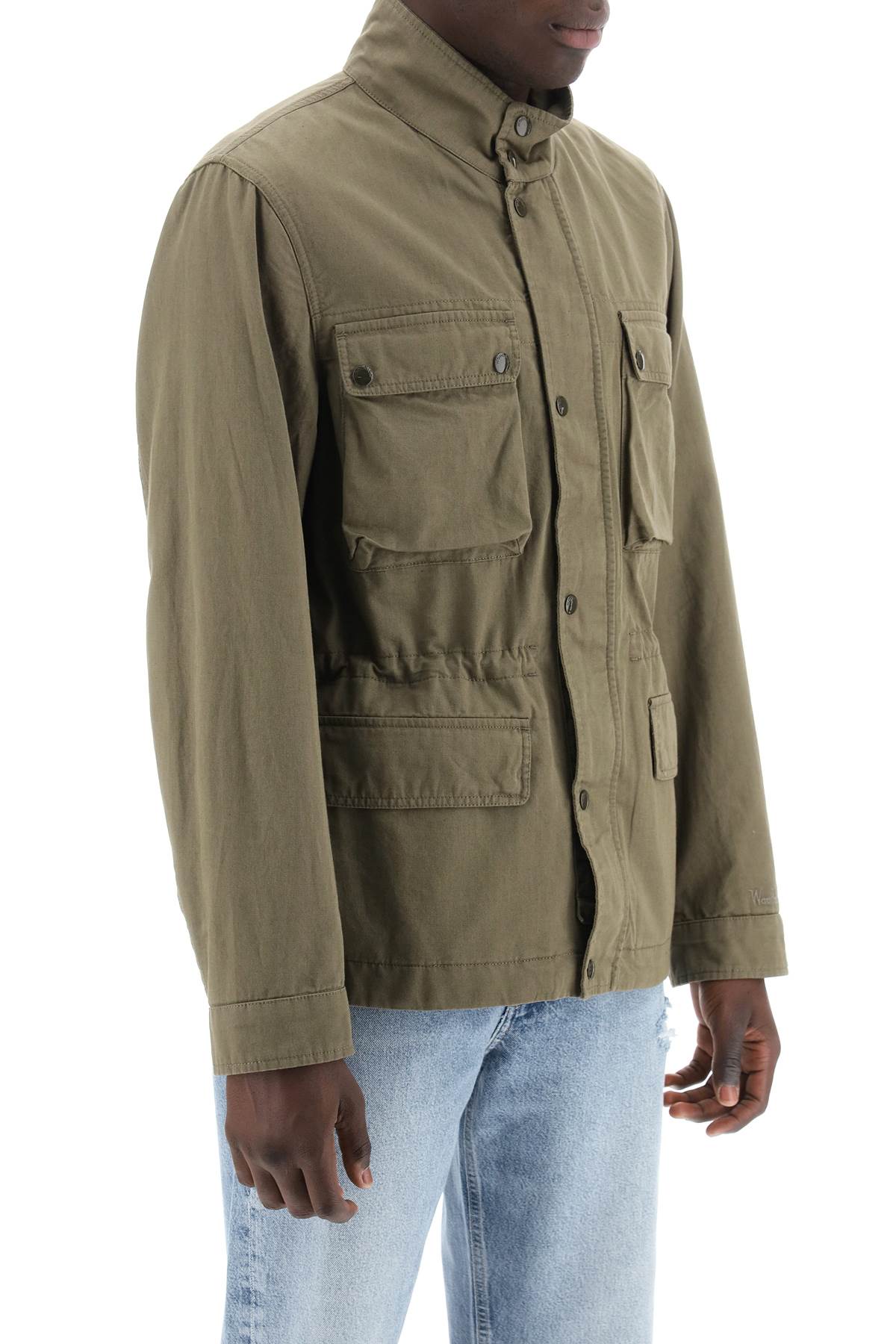 "field Jacket In Cotton And Linen Blend"  - Green