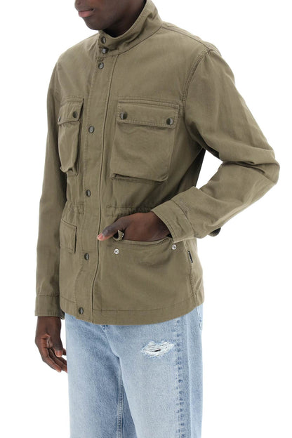 "field Jacket In Cotton And Linen Blend"  - Green