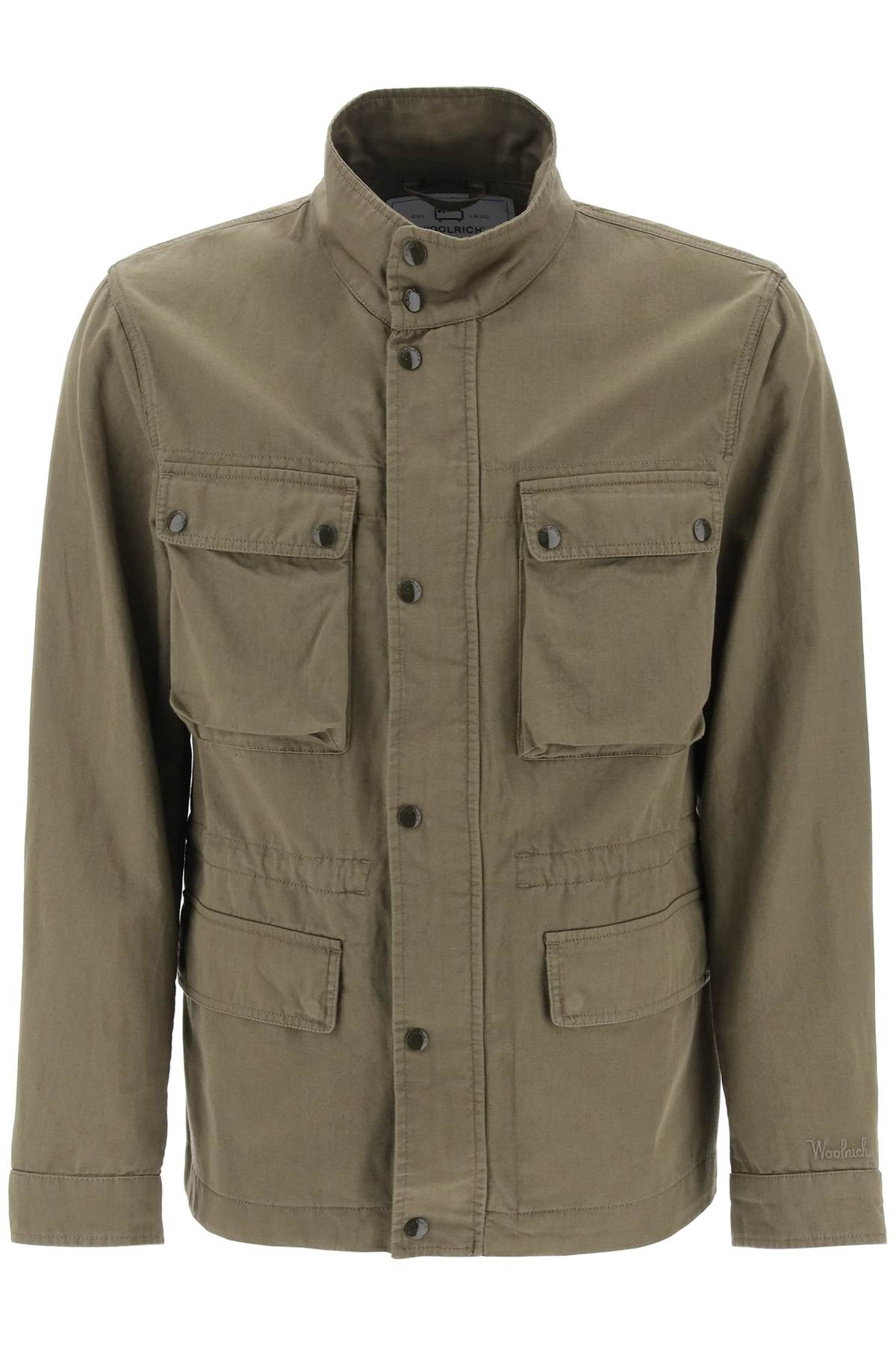 "field Jacket In Cotton And Linen Blend"  - Green