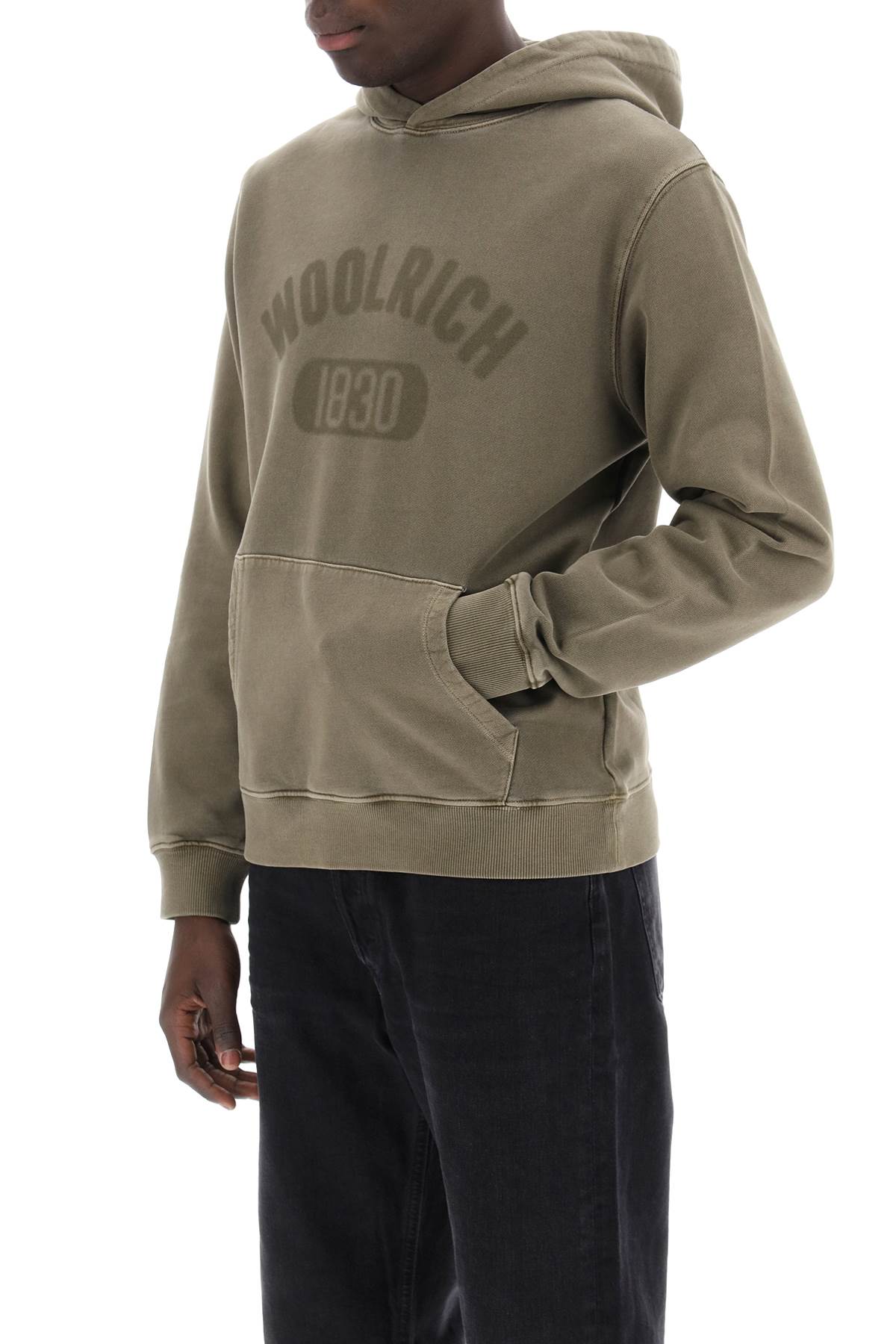 Vintage-look Hoodie With Logo Print And  - Khaki