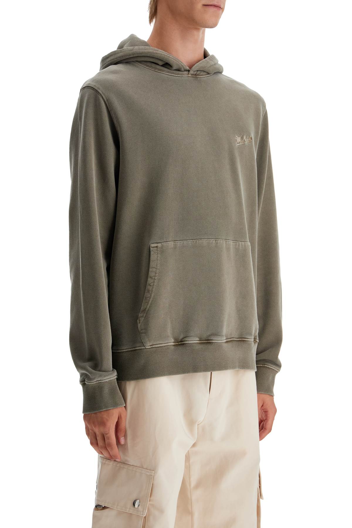 Hooded Sweatshirt With Tie-d  - Khaki