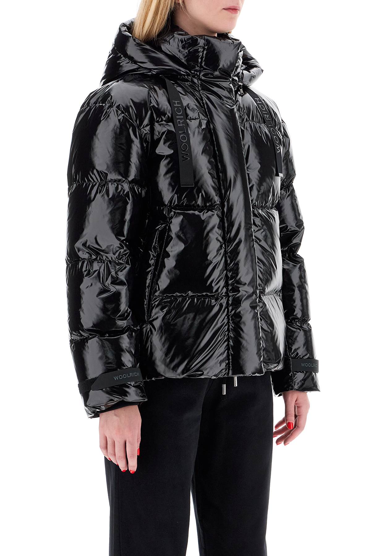 Shiny Nylon Down Jacket  - Black