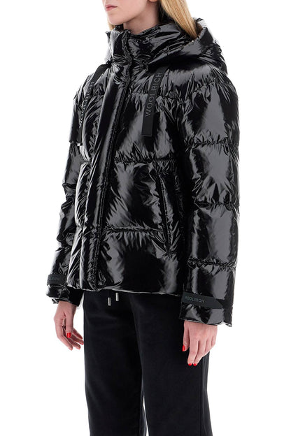 Shiny Nylon Down Jacket  - Black