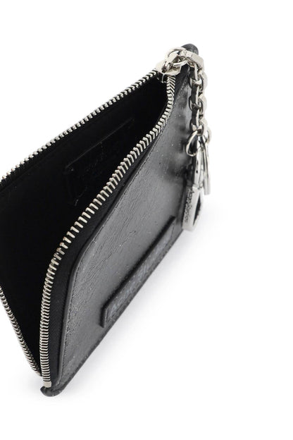 Cracked Leather Wallet With Distressed  - Black