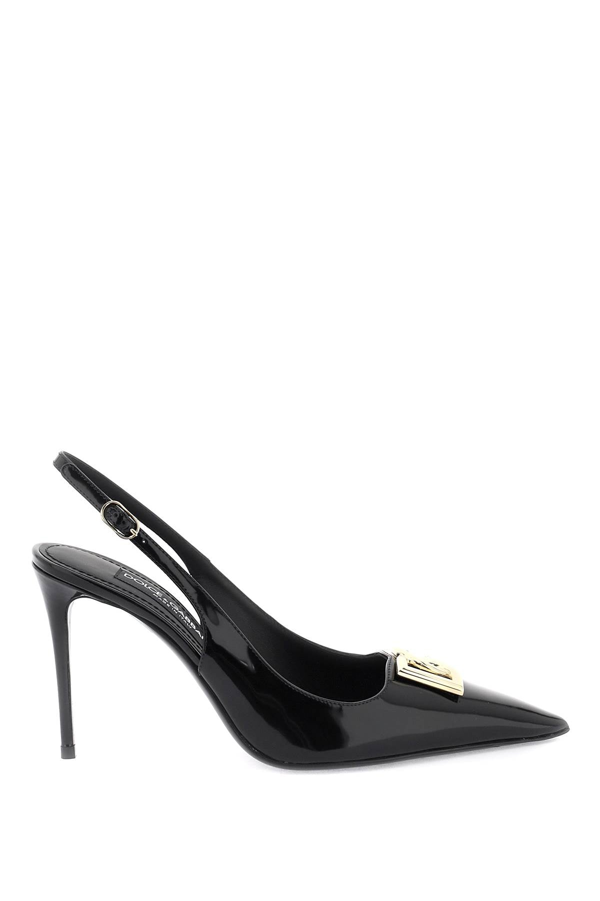 Glossy Leather Lollo Slingback Pumps  - Nero