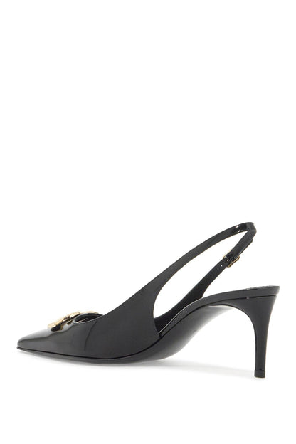 Glossy Leather Slingback Dã©  - Black