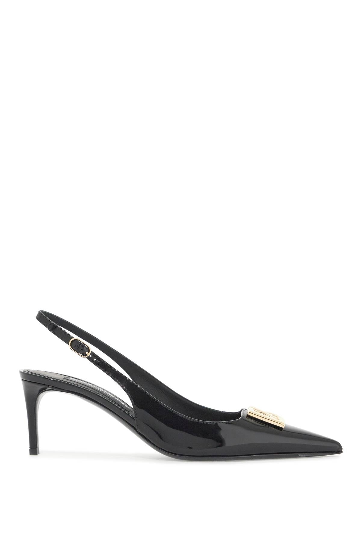 Glossy Leather Slingback Dã©  - Black