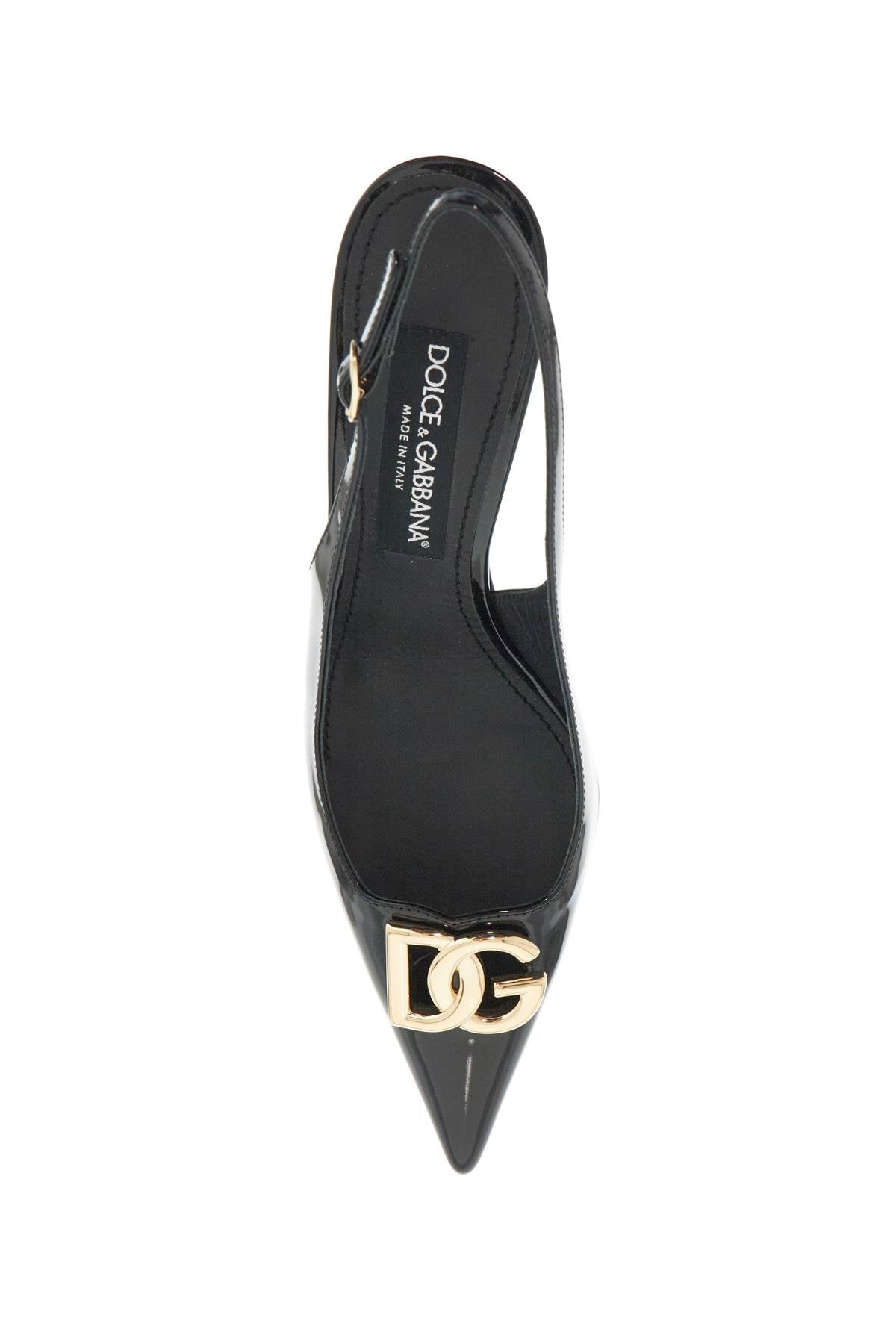 Glossy Leather Slingback Dã©  - Black