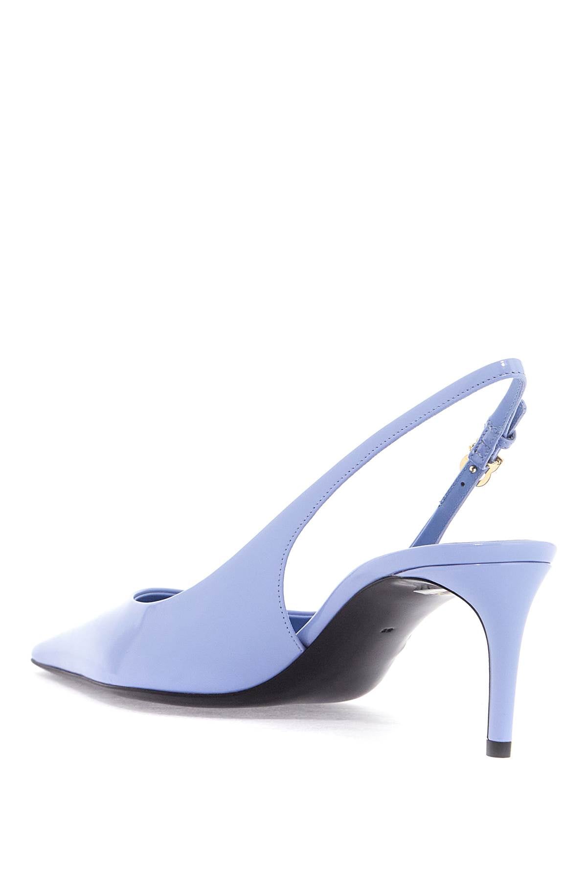 Glossy Leather Slingback Dã©  - Light Blue