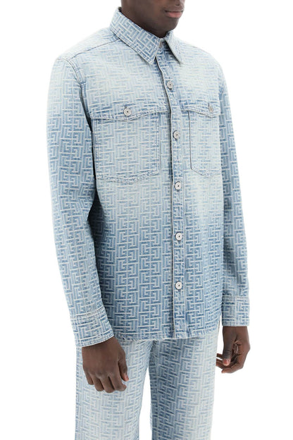 Monogram Denim Overshirt  - Light Blue