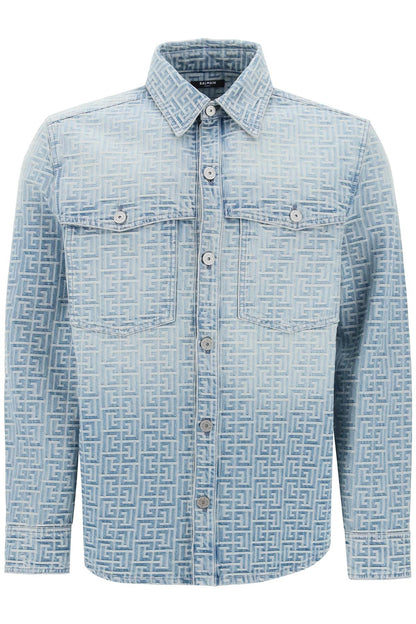 Monogram Denim Overshirt  - Light Blue