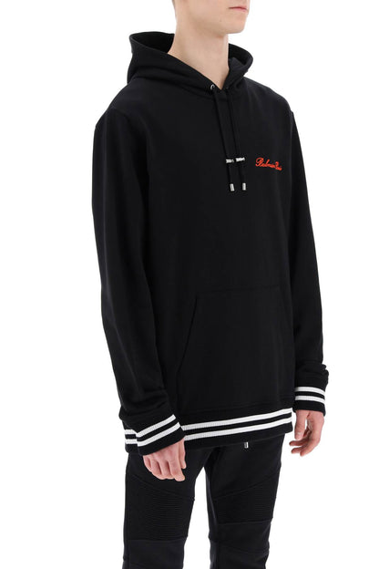 Hoodie With Logo Embroidery  - Black