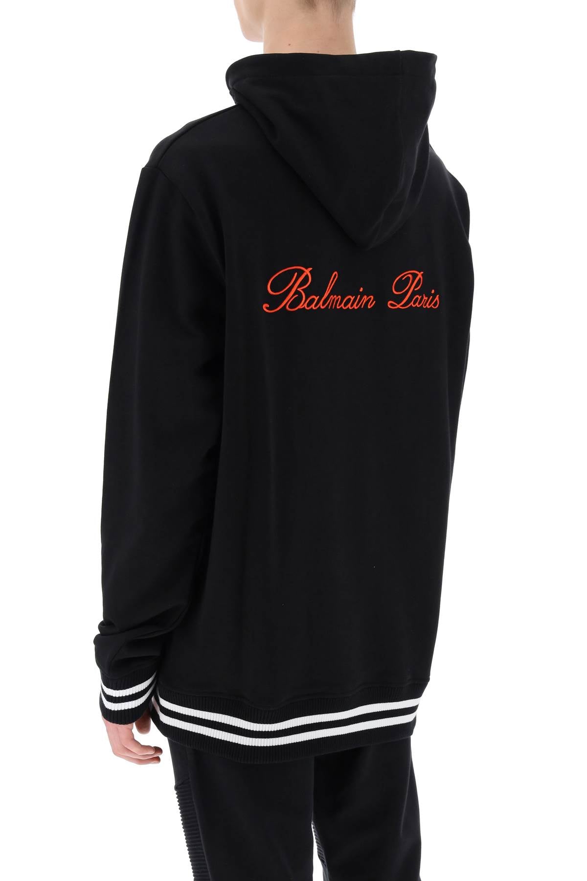 Hoodie With Logo Embroidery  - Black