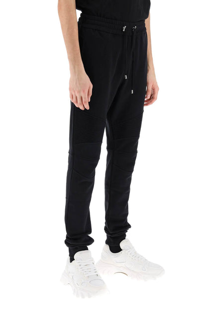 Joggers With Topstitched Inserts  - Black