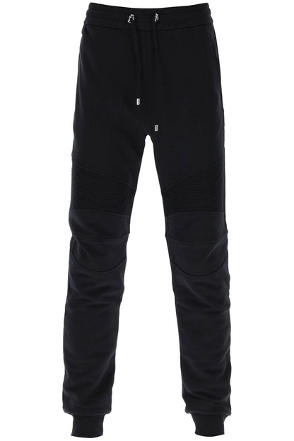 Joggers With Topstitched Inserts  - Black