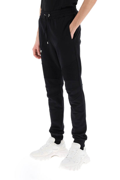 Joggers With Topstitched Inserts  - Black