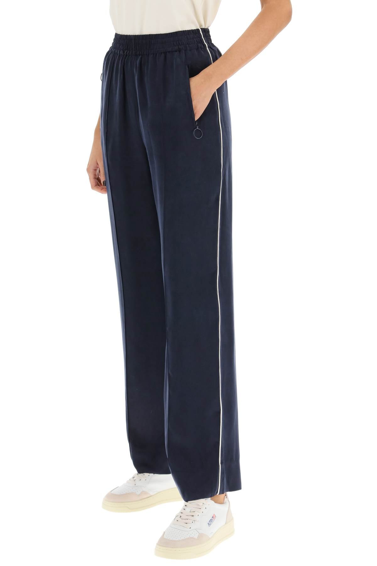 Piped Satin Pants  - Blue