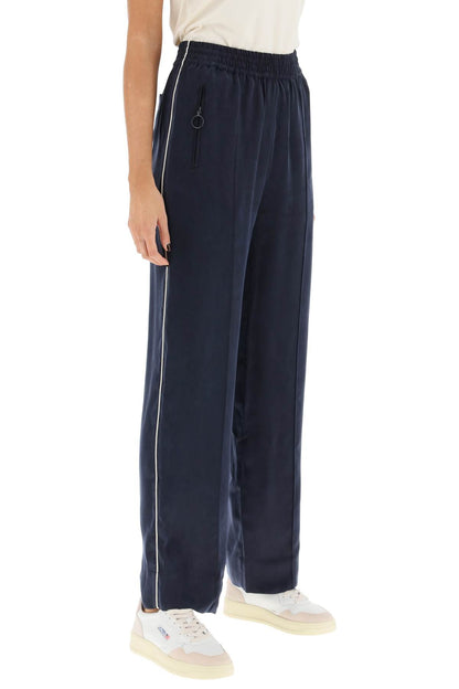 Piped Satin Pants  - Blue