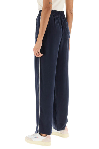 Piped Satin Pants  - Blue