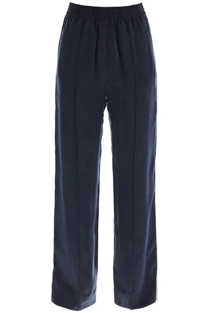 Piped Satin Pants  - Blue