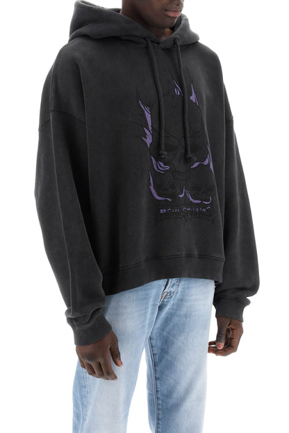 Hooded Sweatshirt With Graphic Print  - Grey