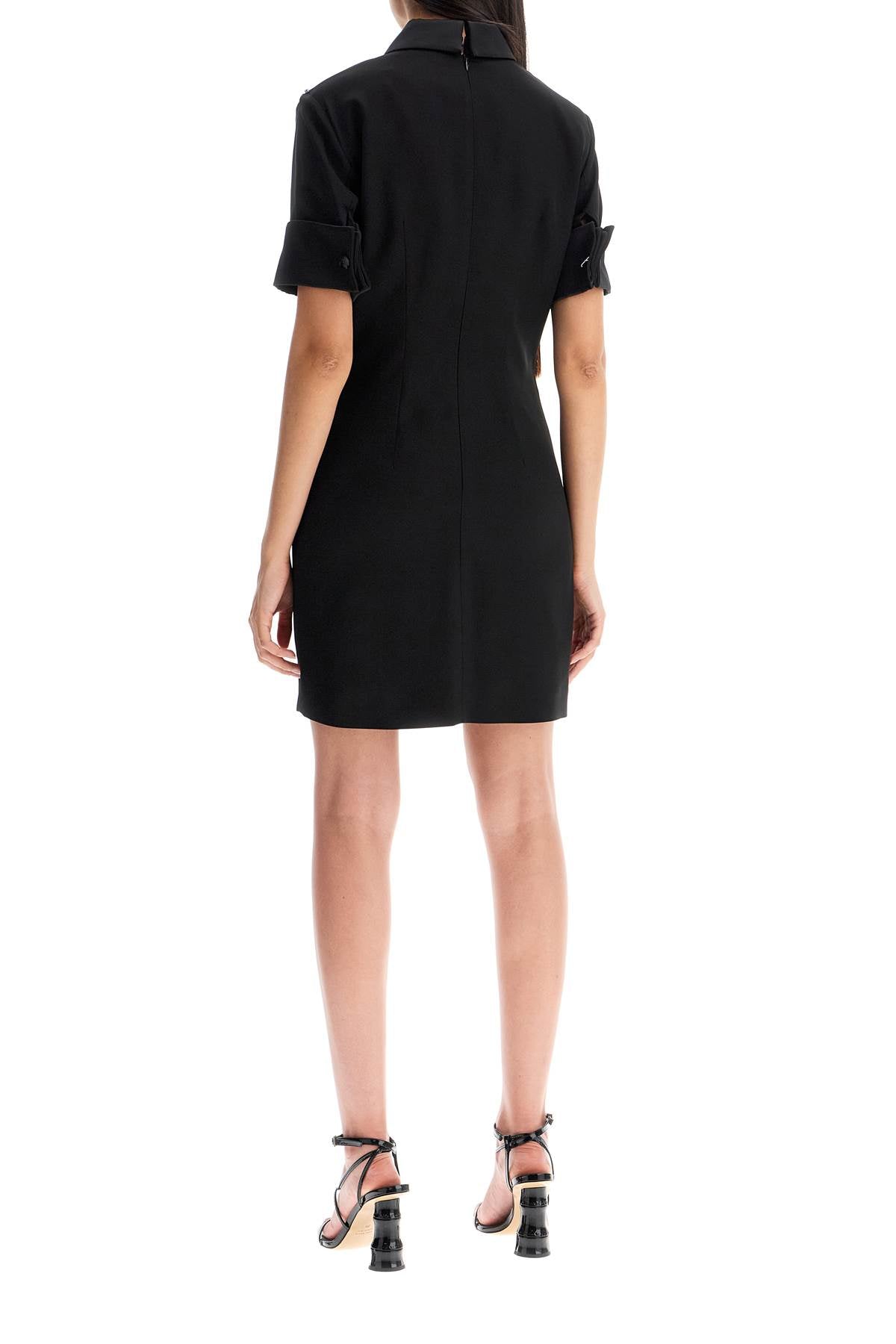 Short-sleeved Mini Dress  - Black