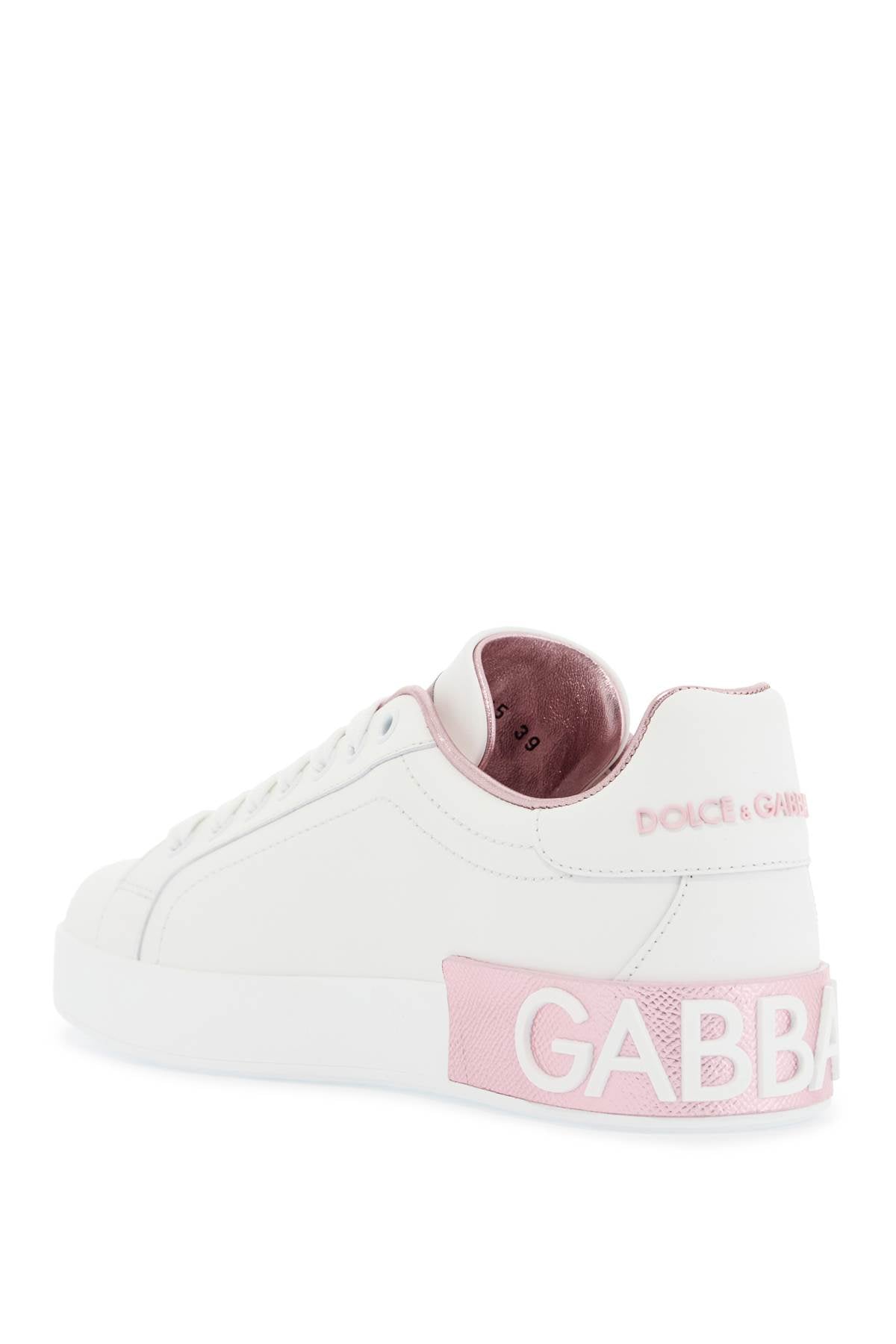 White And Pink Low-top Sneakers For Women In Calfskin  - White